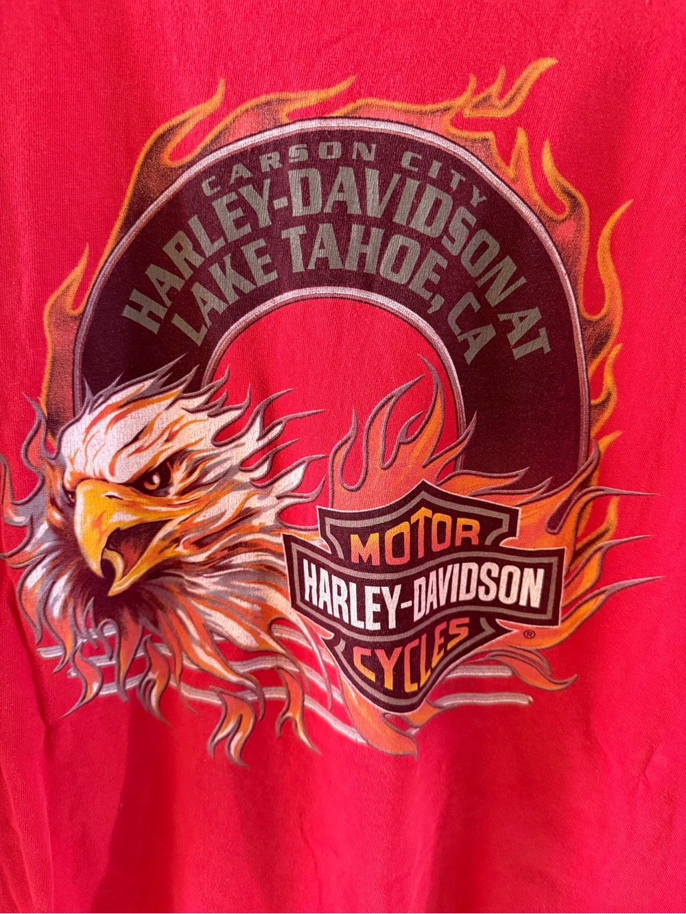 Harley-Davidson : Lake Tahoe Red Flaming Eagle Graphic Tee (3XL) Pre Owned